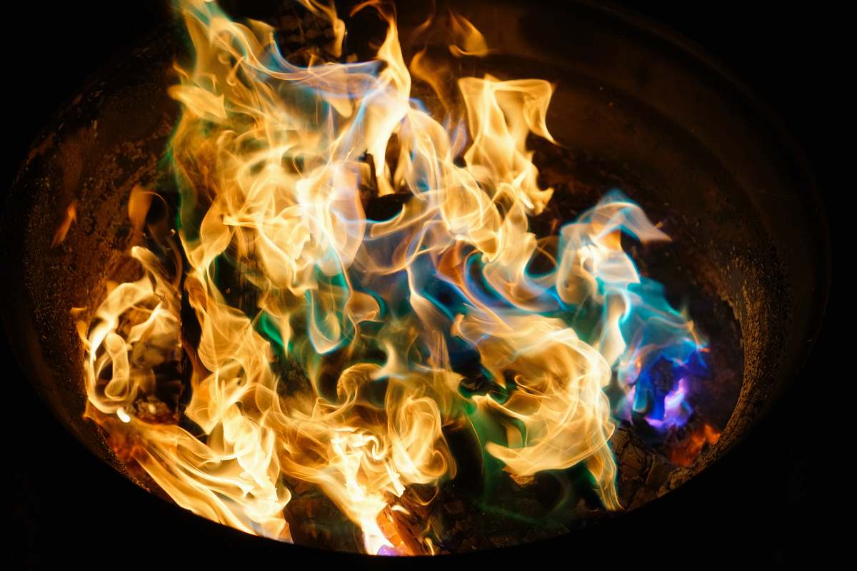 flame fire on bucket bonfire