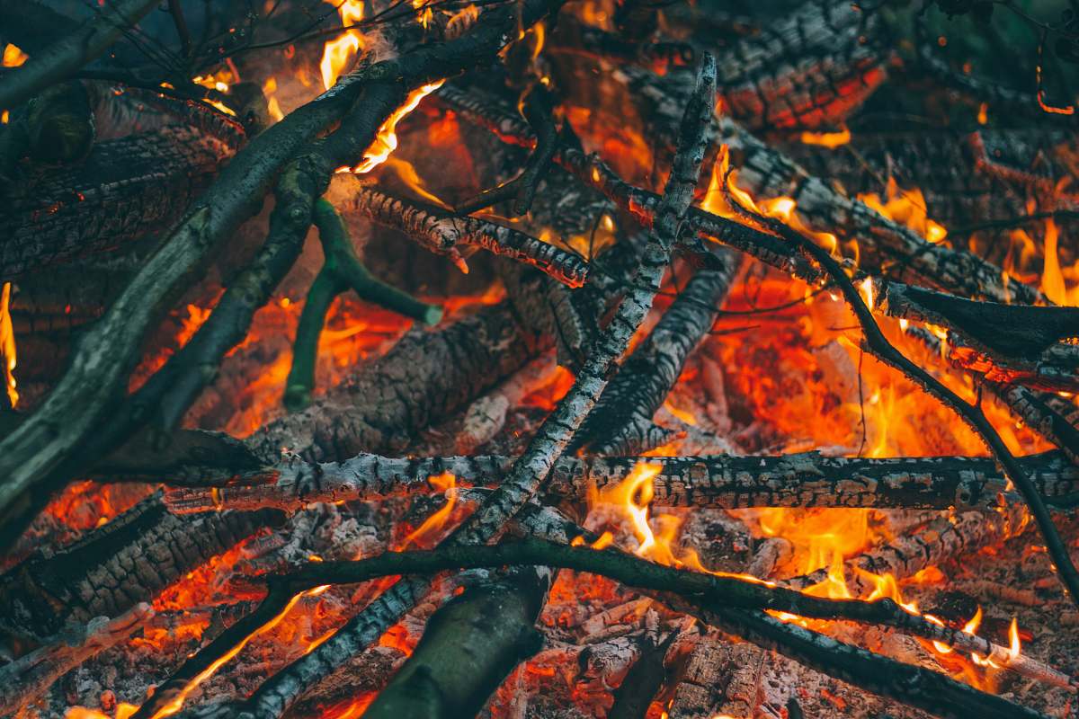 camping firewoods on fire twigs