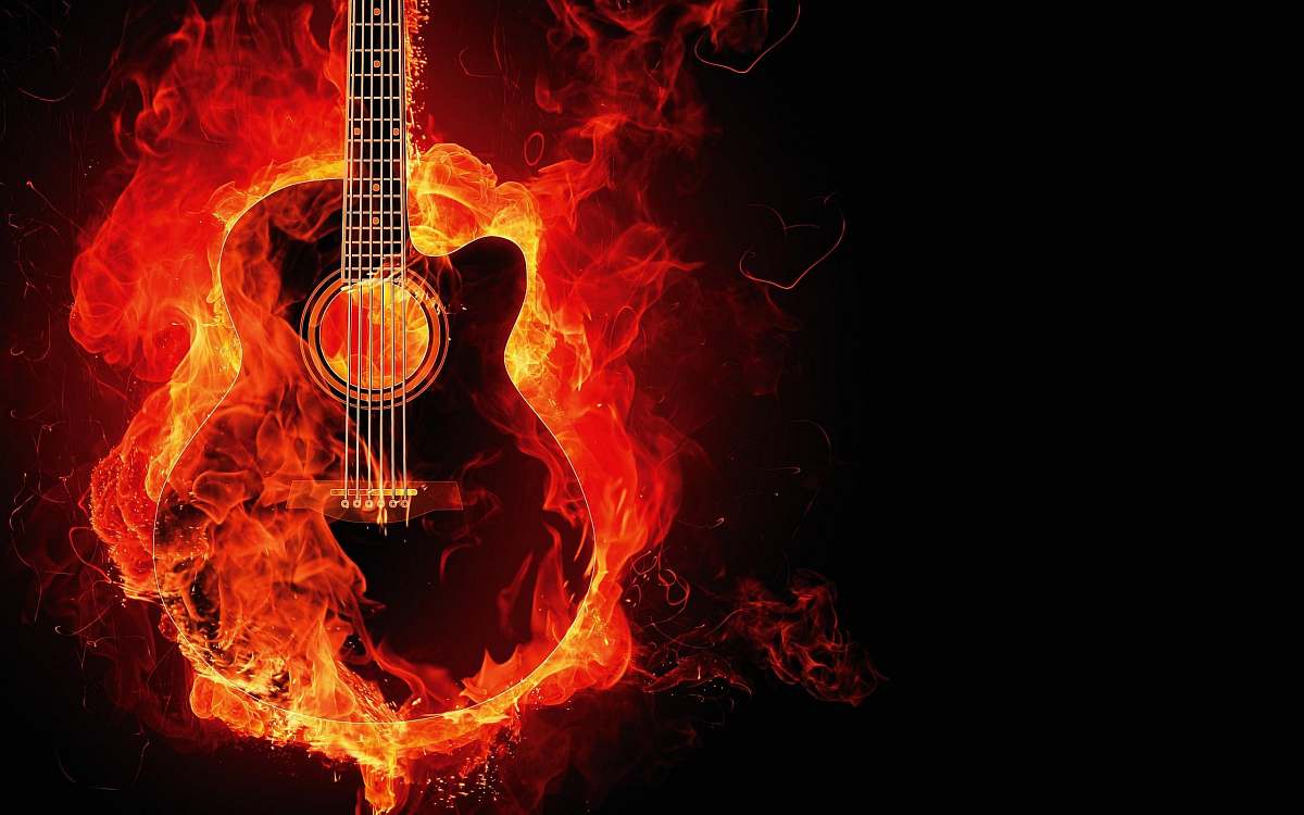 flame flaming guitar digital wallpaper burning guitar