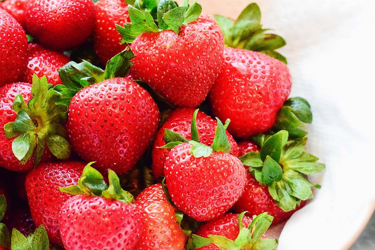 fruit strawberries on white bowl strawberry