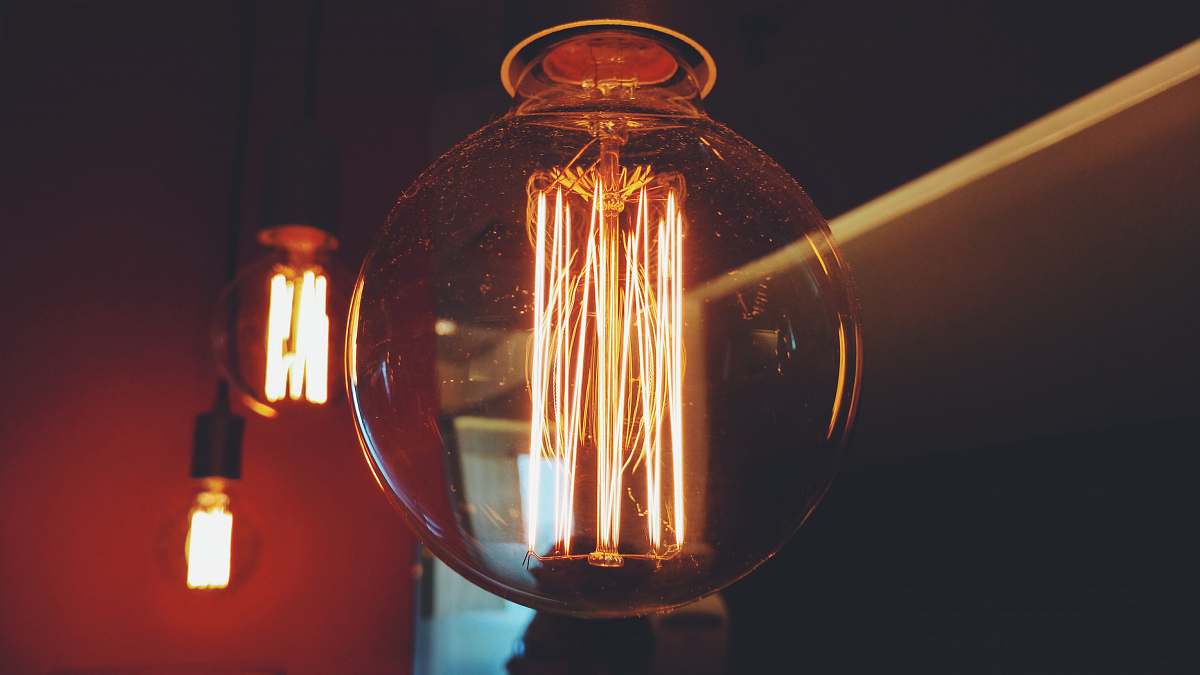 filament lighted filament of bulbs bulb