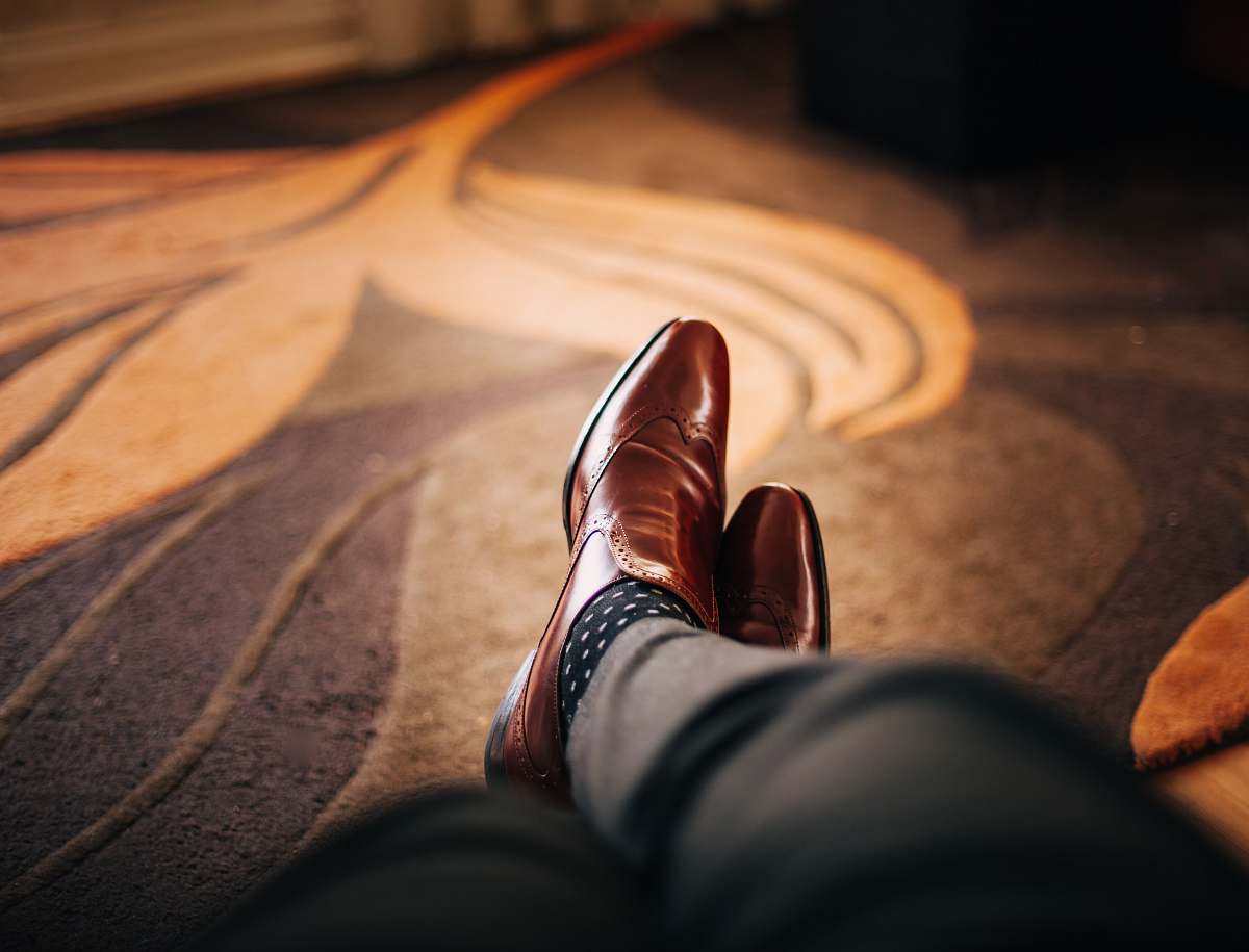 shoe pair of brown leather dress shoes fashion