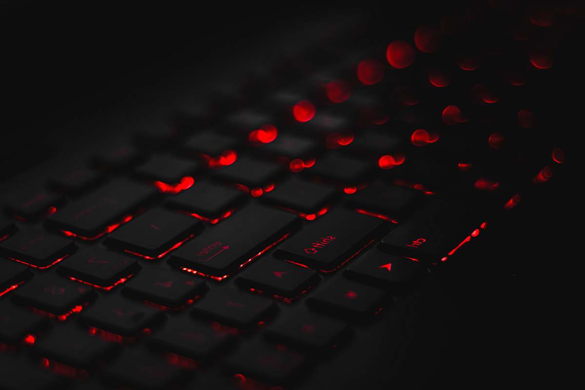 electronics black and red LED laptop keyboard hardware