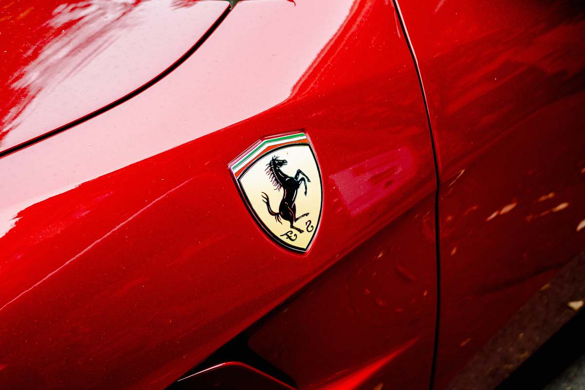 headlight red Ferrari emblem prague