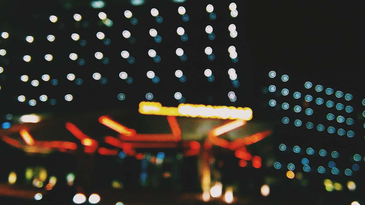 building The bokeh created from neon lights lights