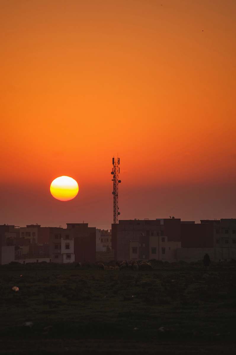 outdoors brown and white concrete building sunset