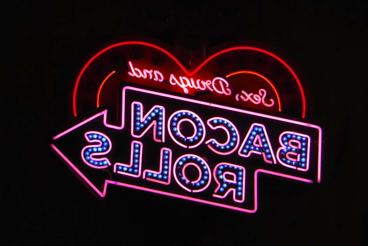 sign Bacon Rolls LED signage the breakfast club