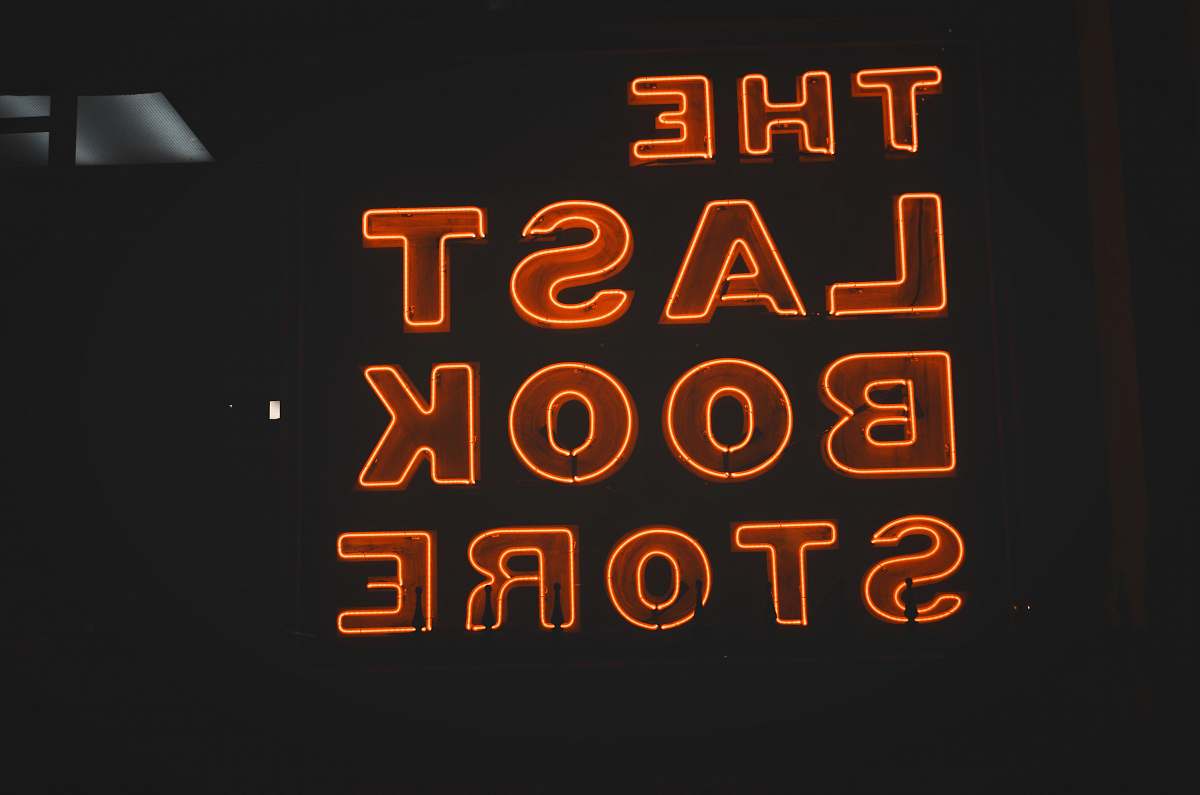 sign The Last Book Store neon signage word