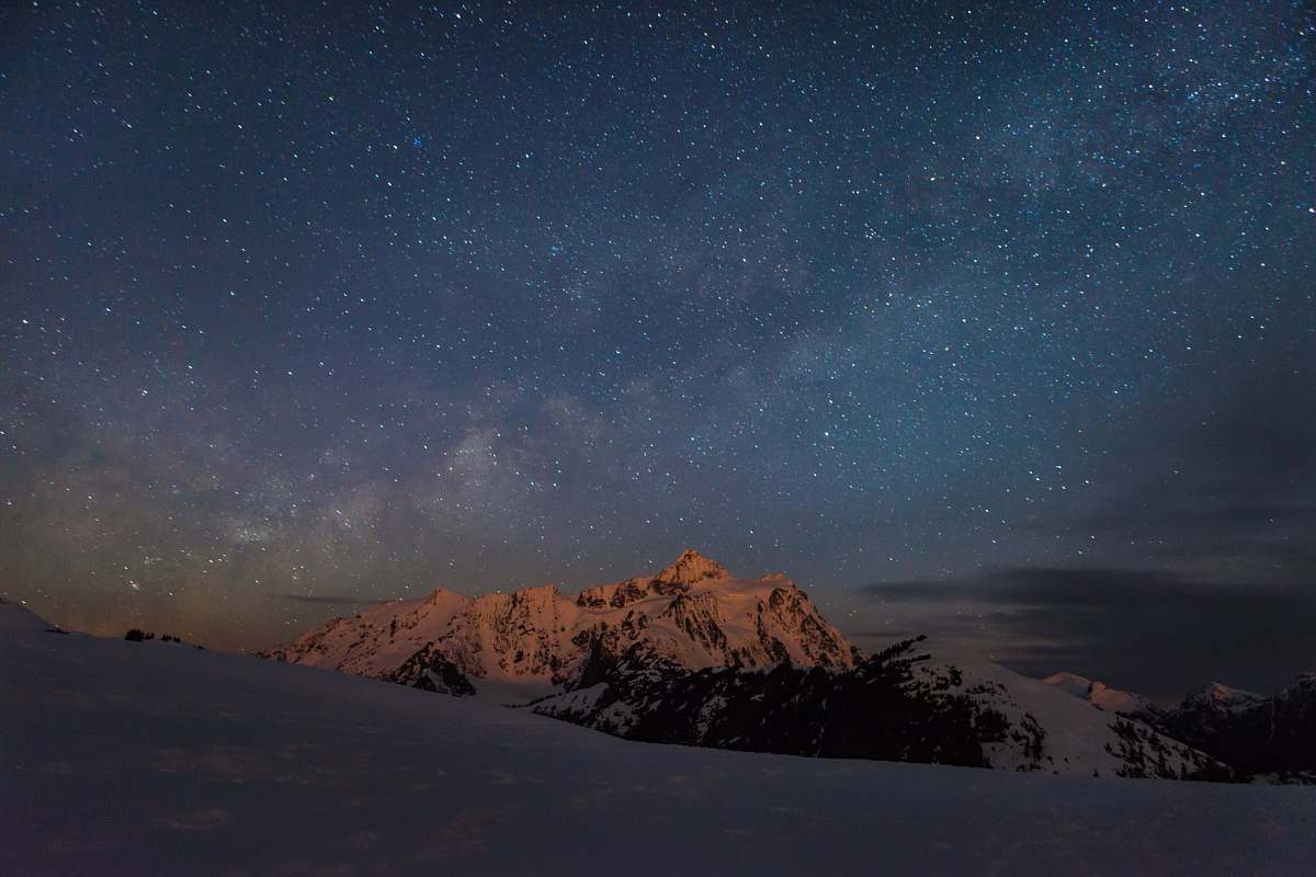 Sky Mountain Covered With Snow During Nighttime View Stars Image Free Photo