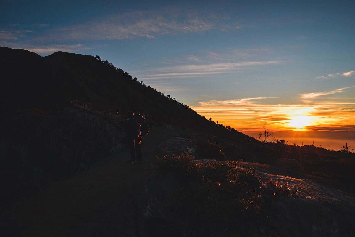 dusk mountain during golden hour dawn