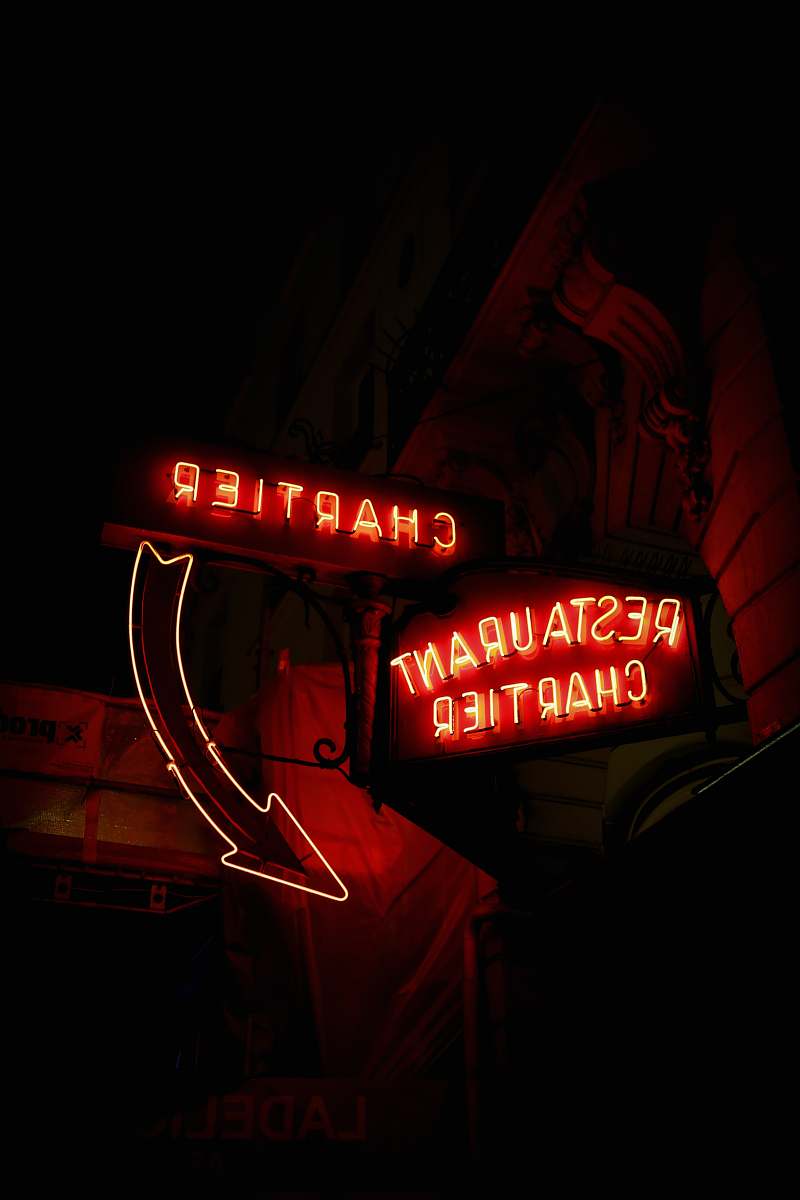 france lighted red chartier LED signage neon