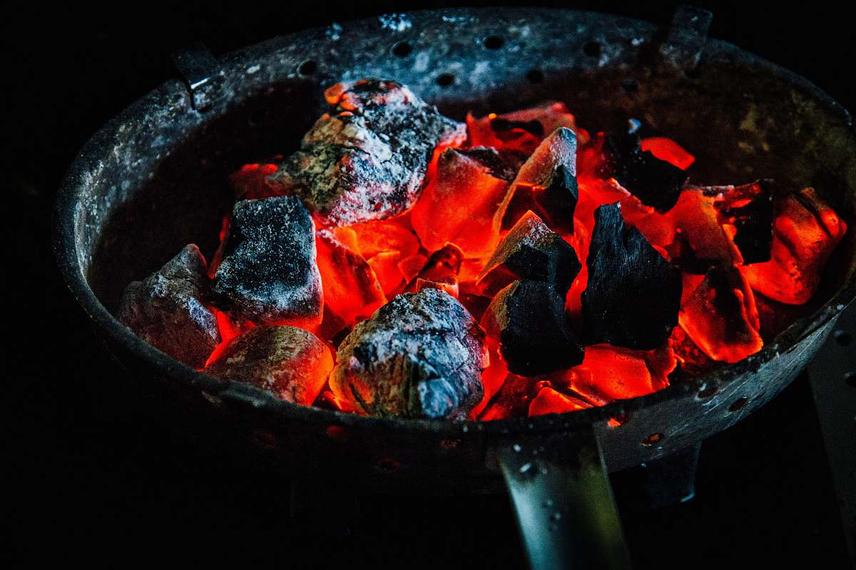 food burning charcoals human