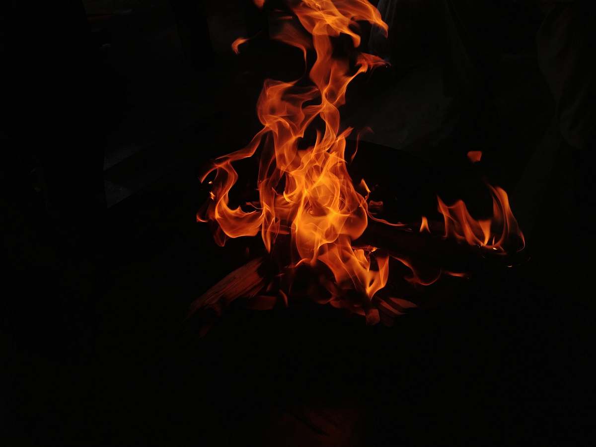 human shallow photography of wood burning fire