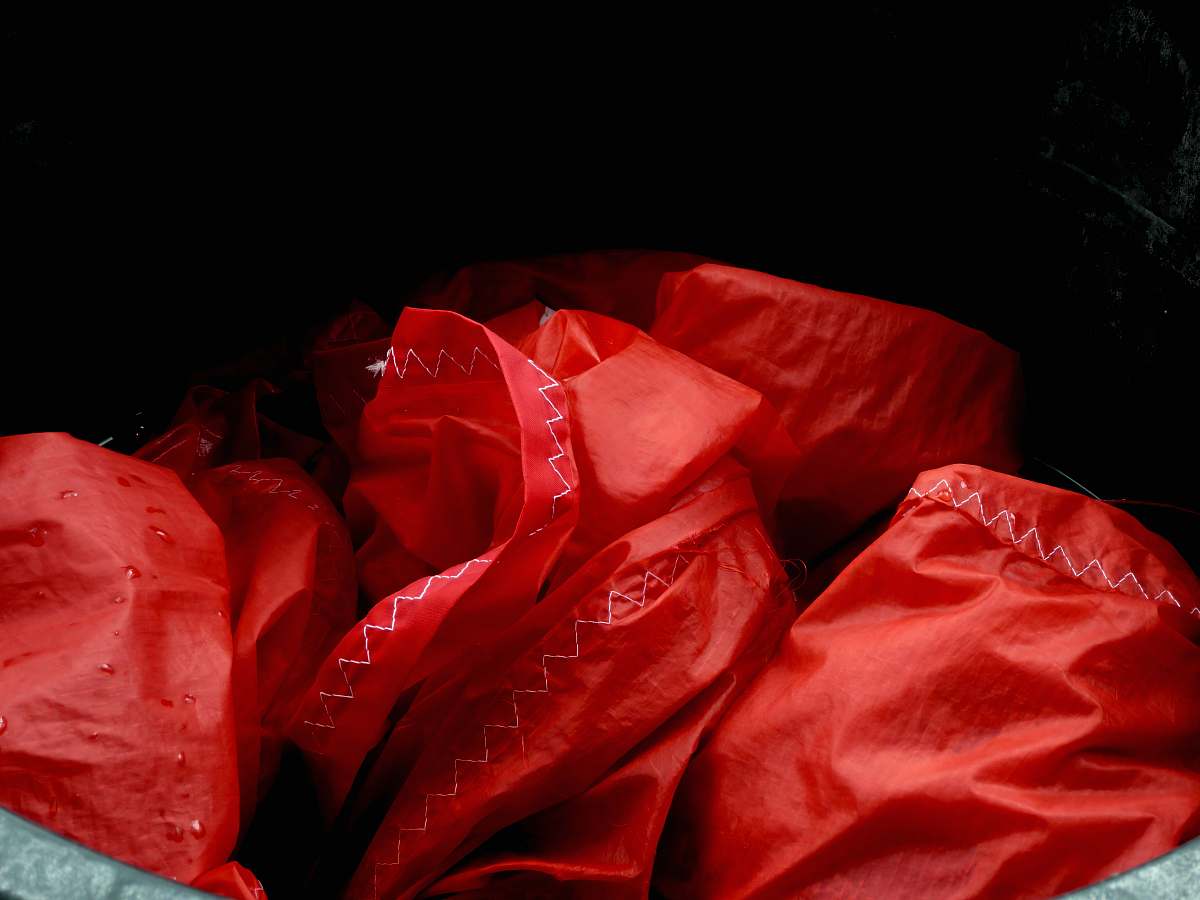 bag red textile plastic