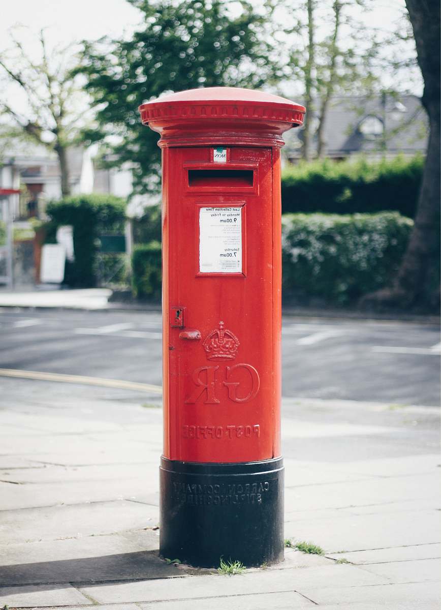 mailbox red and black GR post office letter container london
