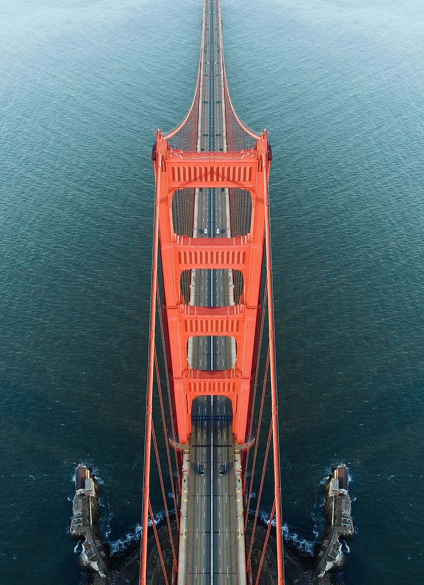 architecture aerial photo of Golden Gate Bridge during daytime california