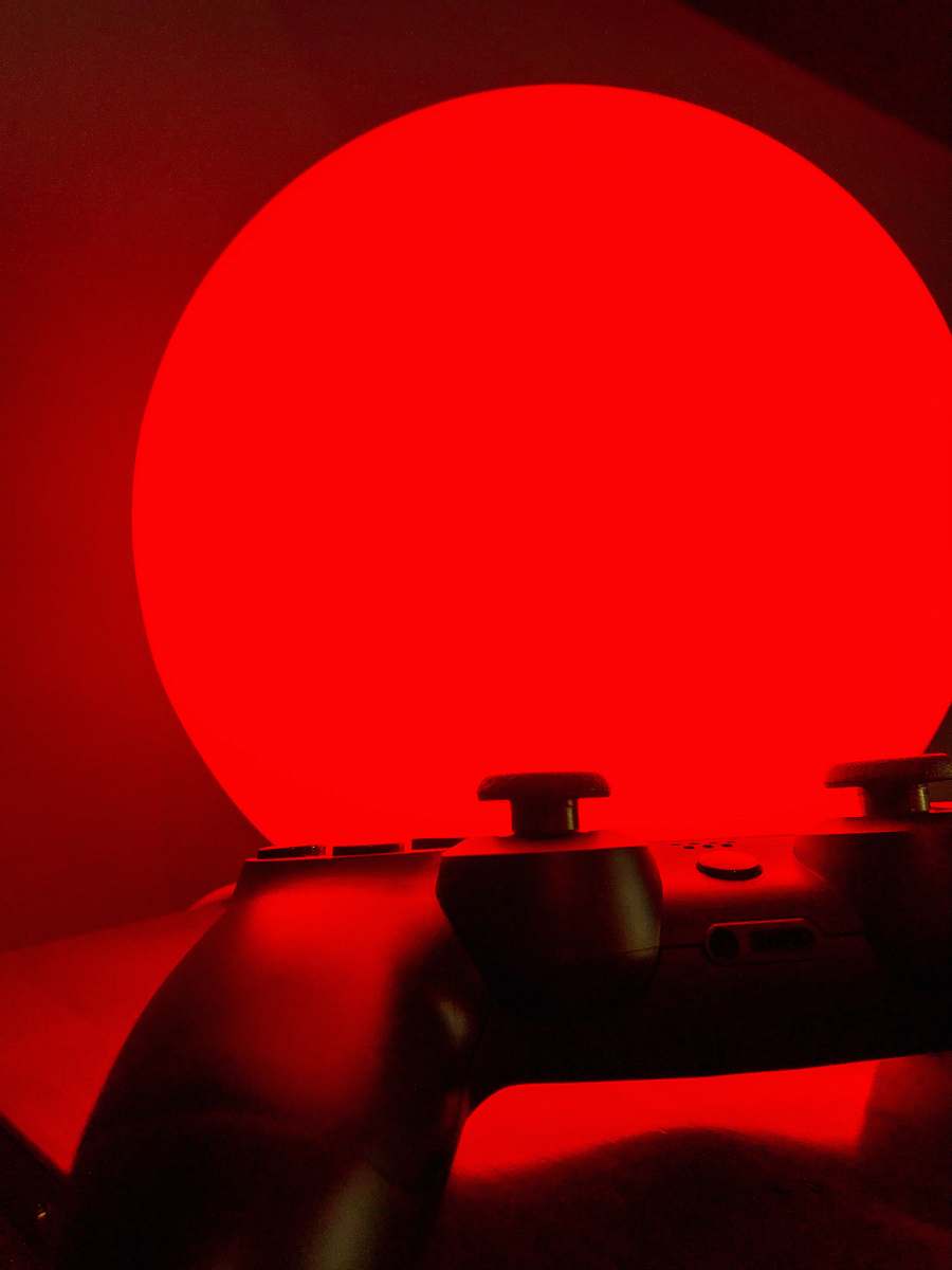 lighting black and red Sony Dualshock 4 sphere