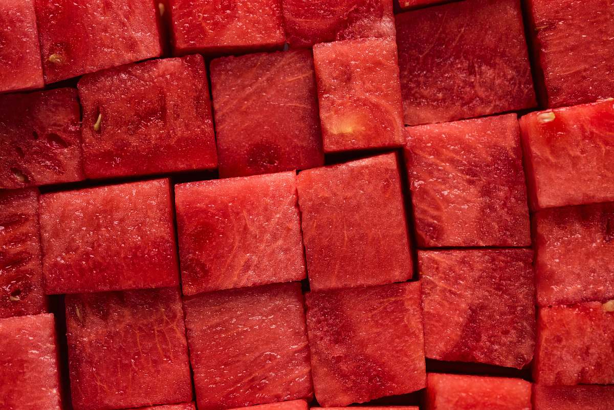 brick diced watermelon food