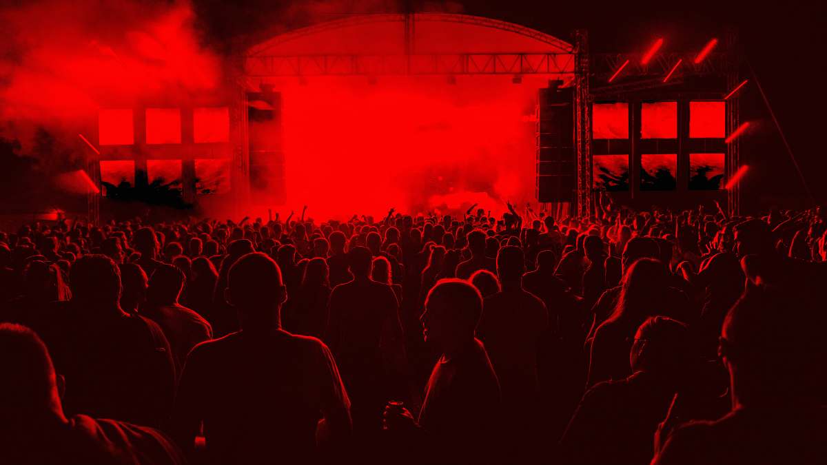 slovakia people inside concert ground at night stage