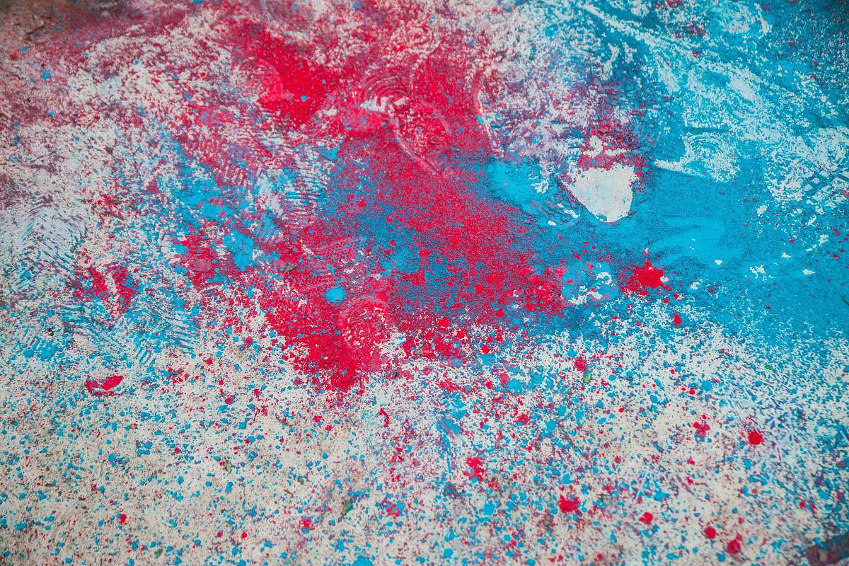 paper red and multicolored paint splatters confetti