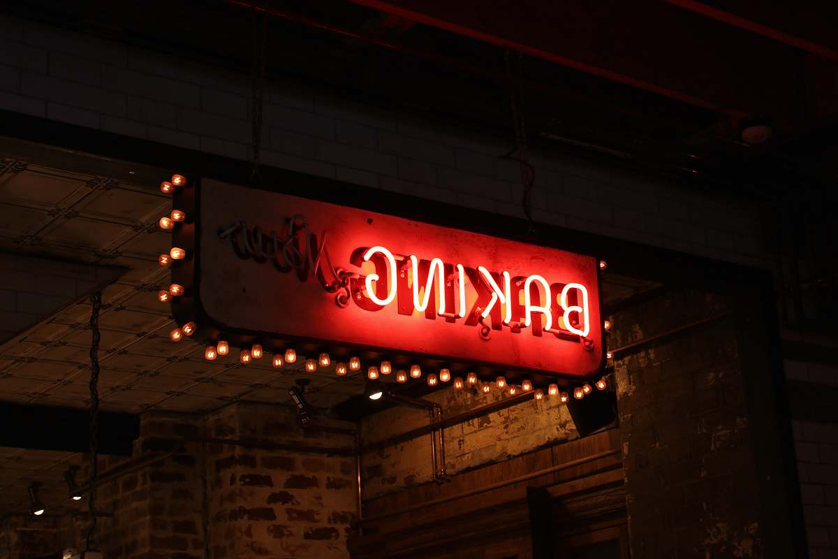 light red and white Baking LED signage sign