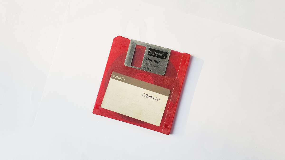 chengannur red and white floppy disk on white surface india