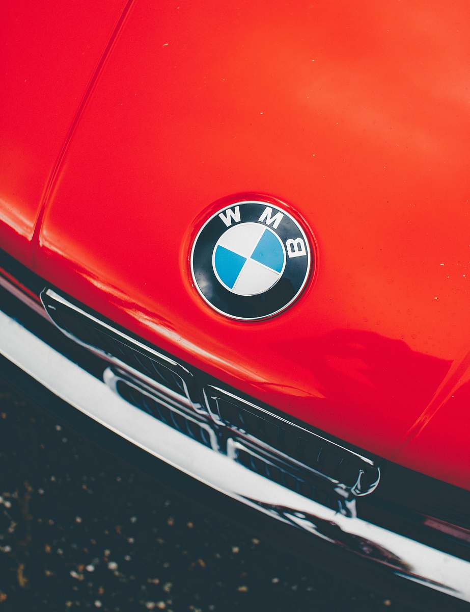 light red BMW car headlight