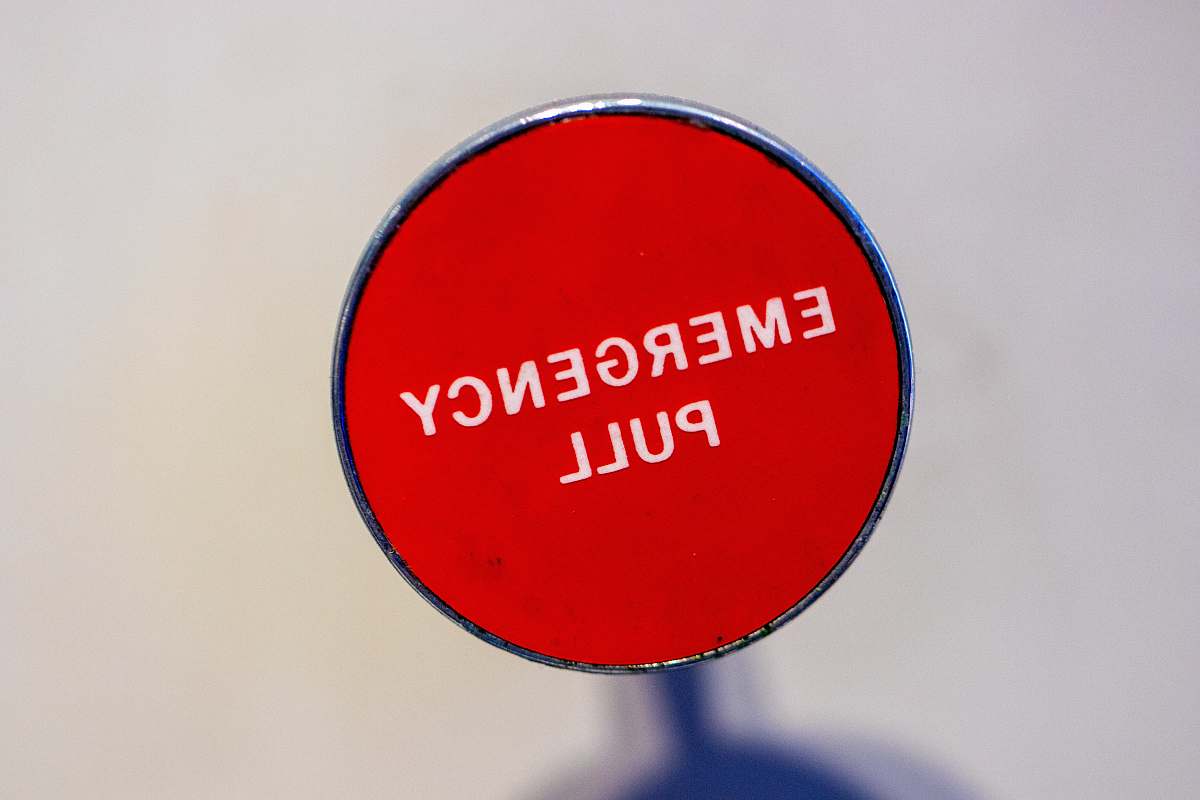 emblem red Emergency Pull lever trademark
