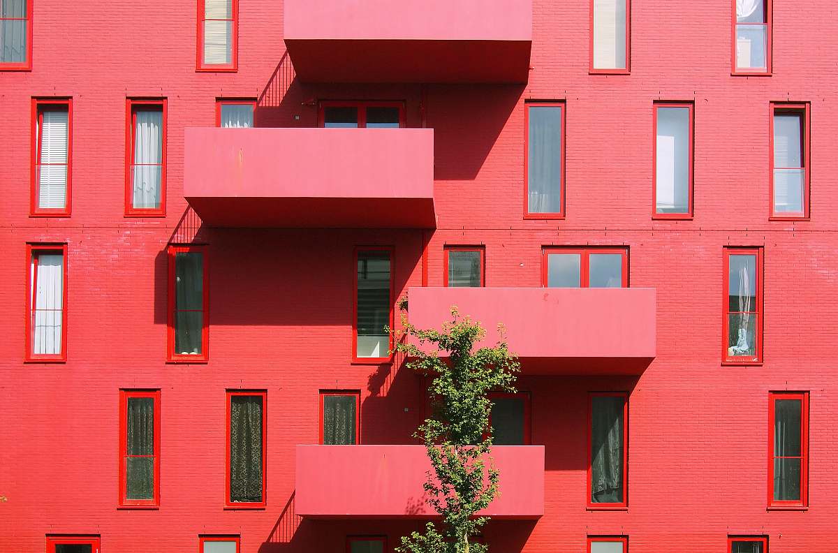 balcony red high rise building building
