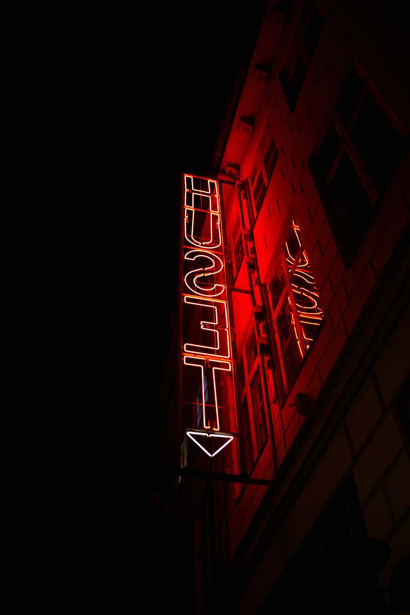 sign red lighted huset signage facade