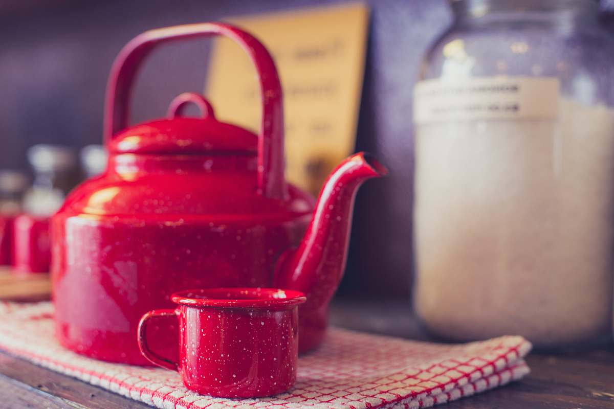 tea red steel kettle cup