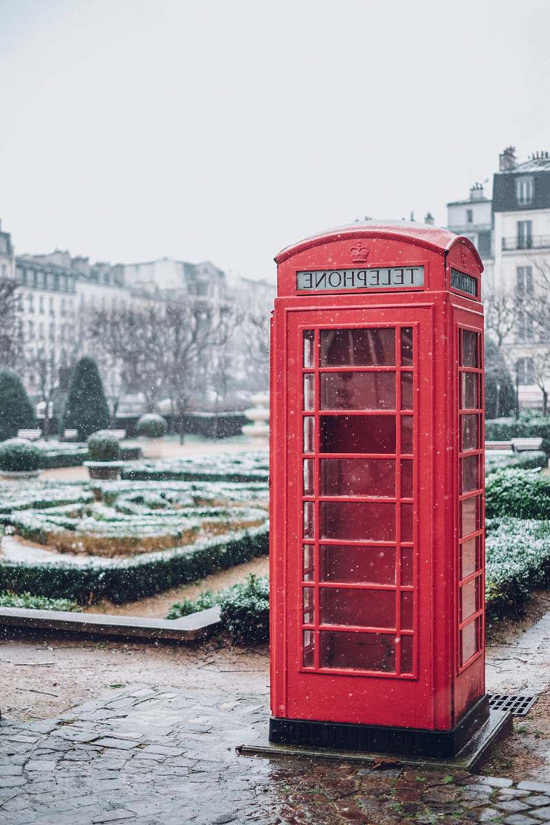kiosk red telephone booth france