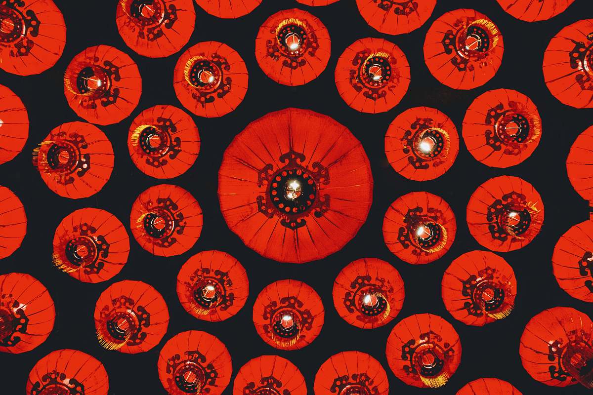 building round orange lantern lot architecture