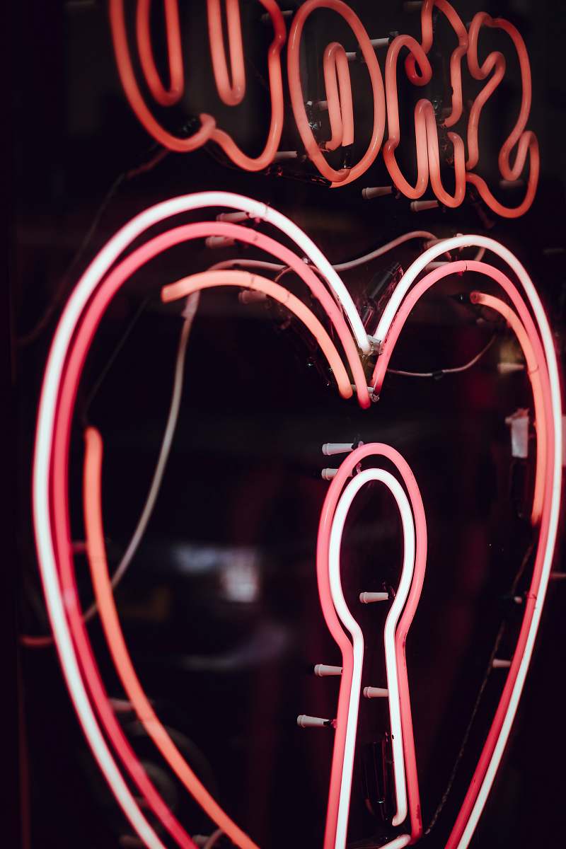 Neon Turned On Heart LED Signage Neon Sign Image Free Photo