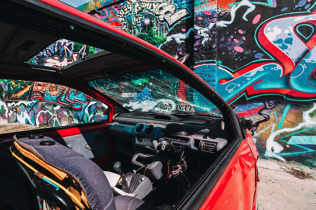 graffiti wall with graffiti cockpit