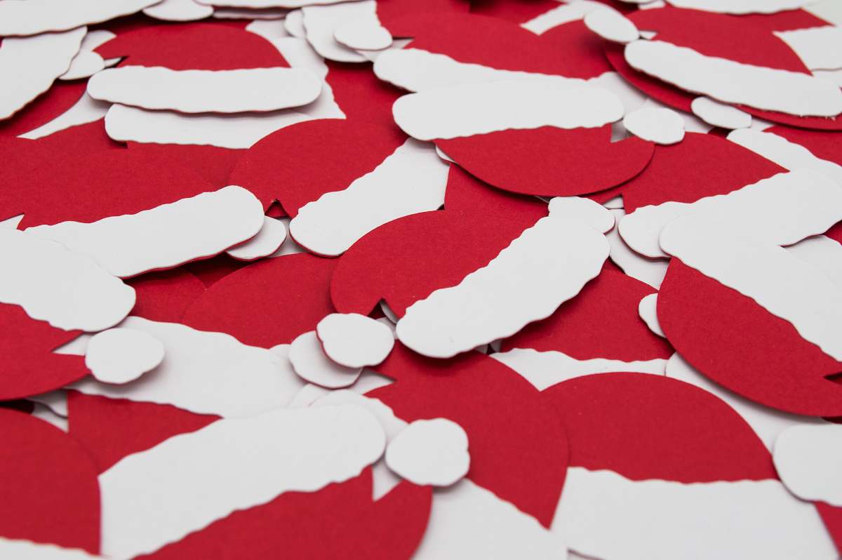 christmas white and red cutout letters paper
