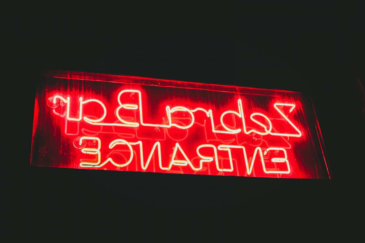 neon Zebra Bar Entrance signage entrance