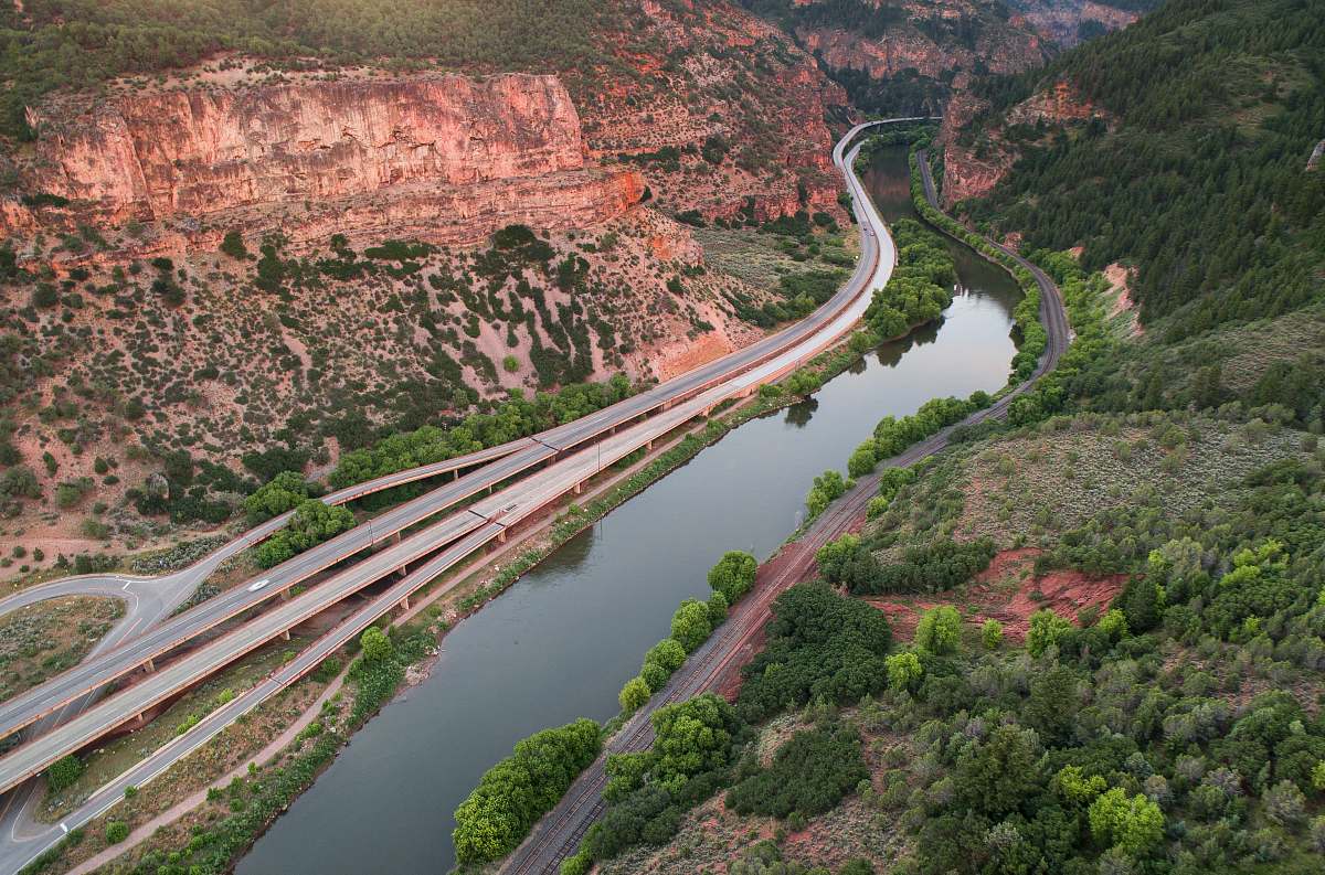 road aerial view of river during daytime water