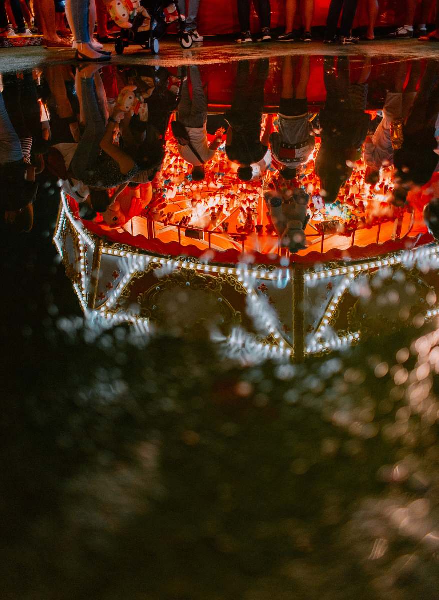 lantern people inside carnival during nighttime lamp