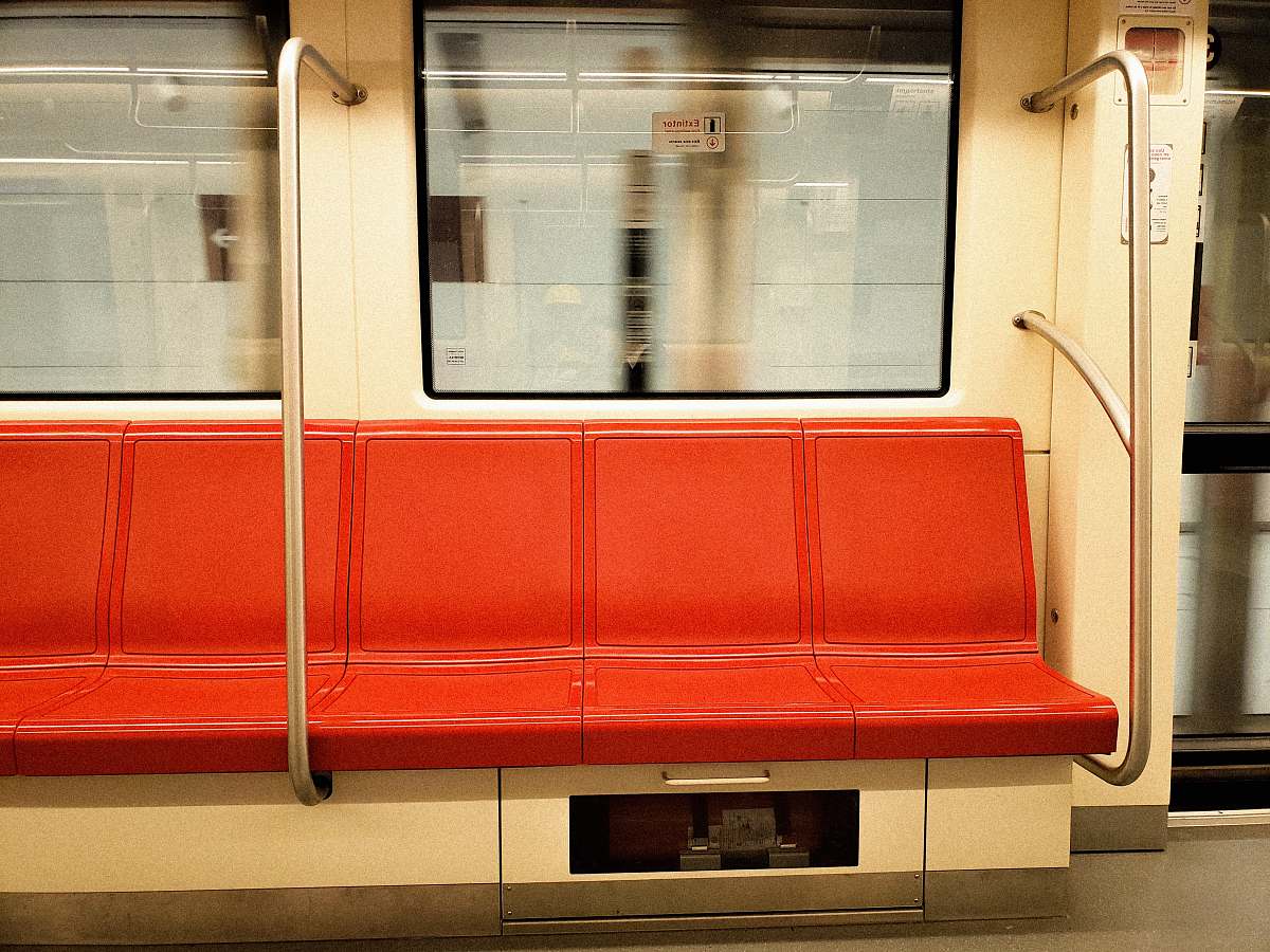 train red leather train bench train station