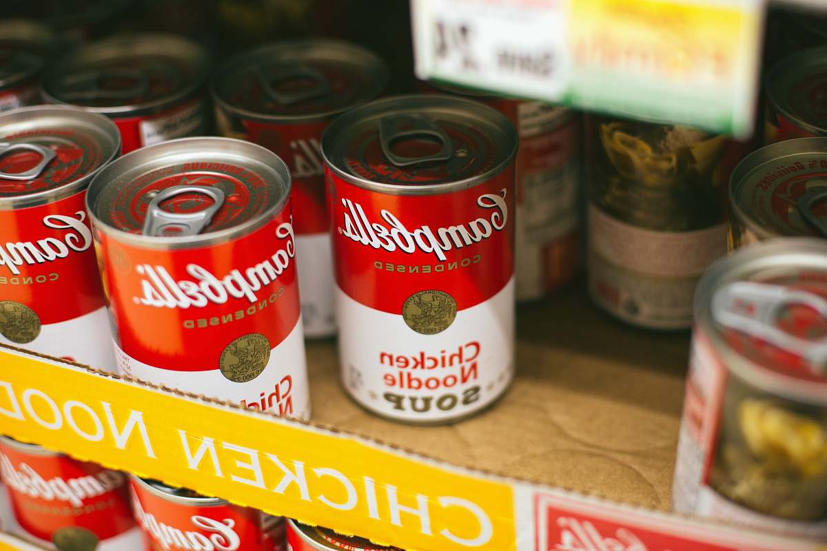can Campbells chicken noodle soup can lot aluminium
