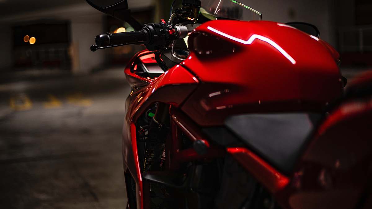 motorcycle red and black sports bike vehicle