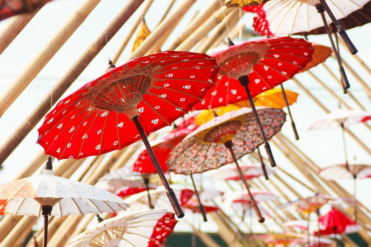canopy closeup photo of oil paper umbrellas mangkunegaran palace