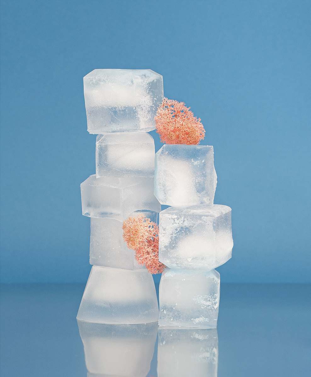 nature stack of ice cubes outdoors