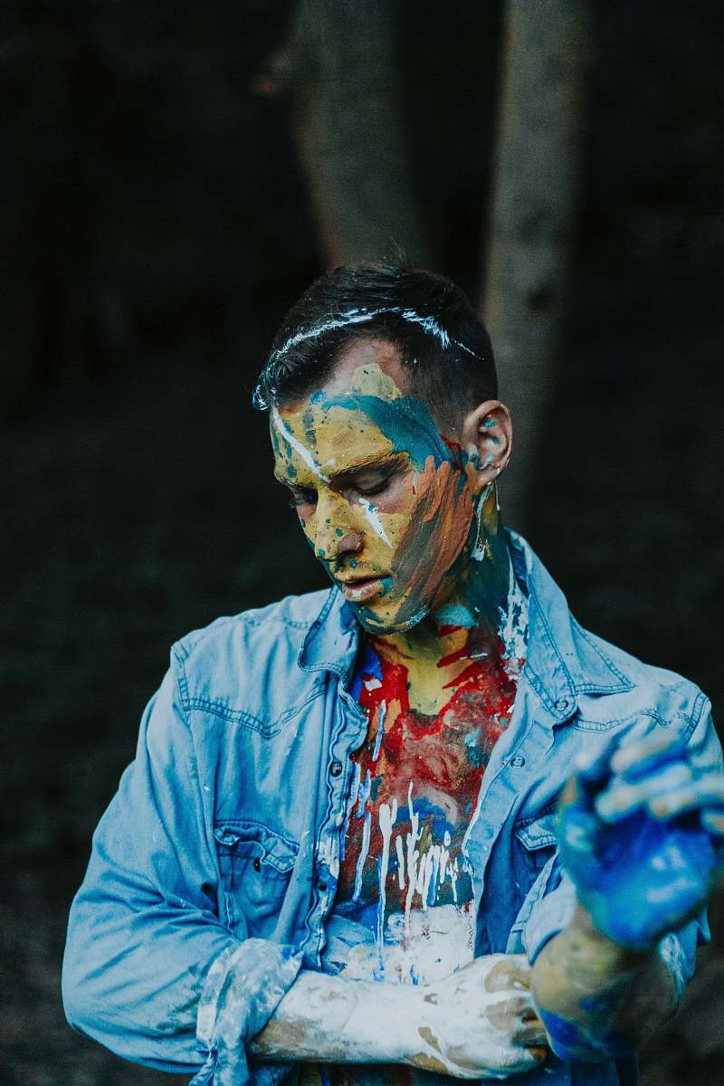 person man covered with body paint human