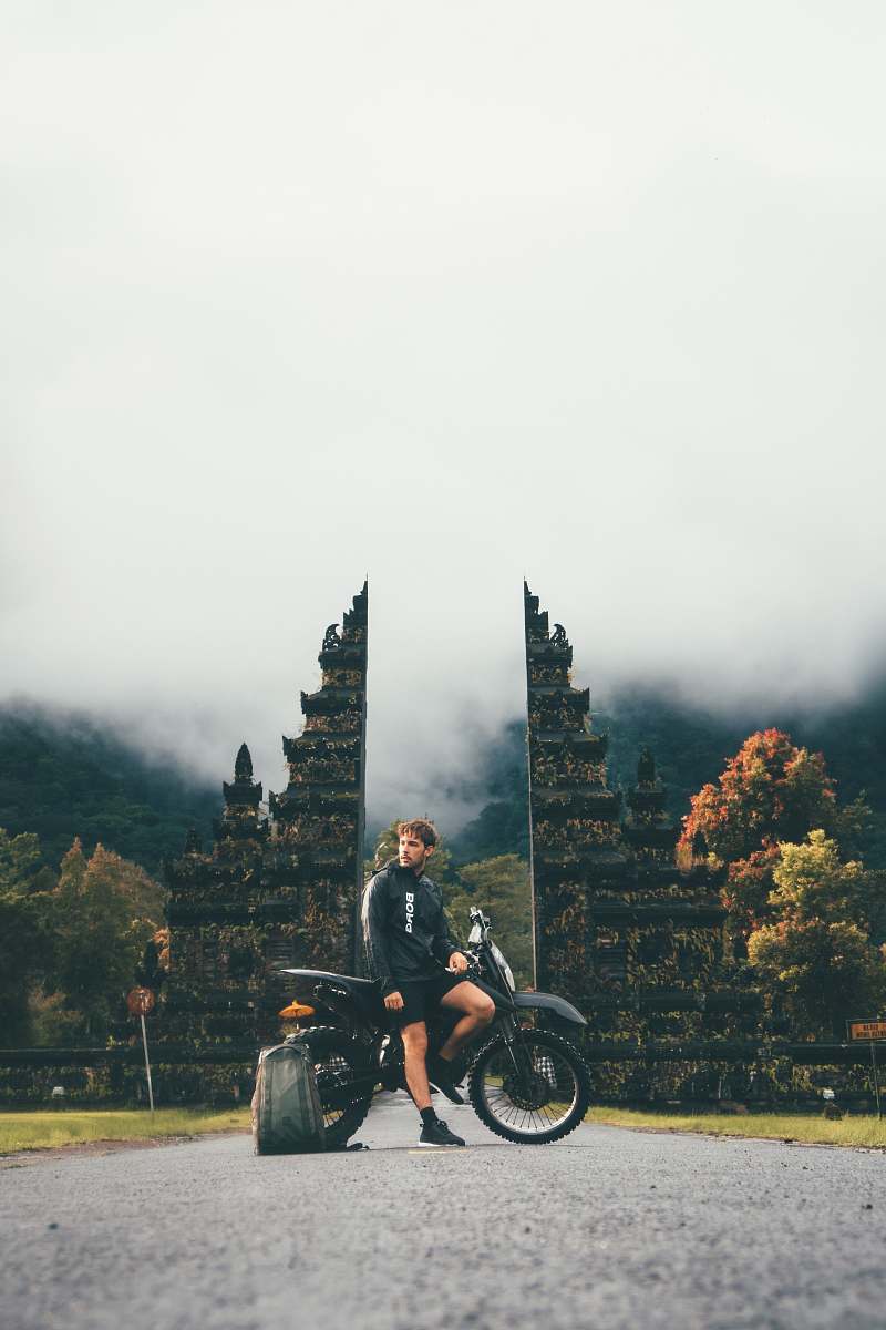 motorcycle man sitting on dirtbike vehicle
