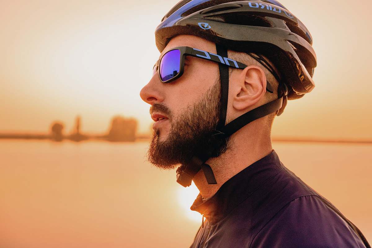 person man wearing black bike helmet human