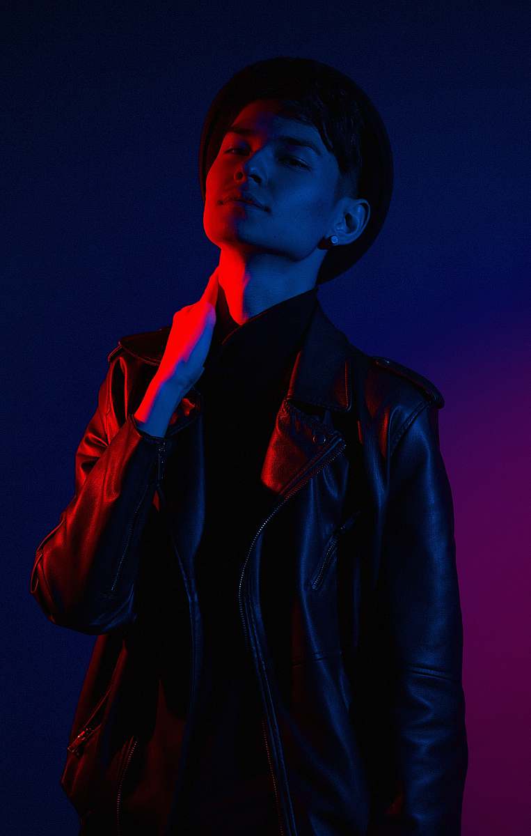 person man wearing black leather jacket human