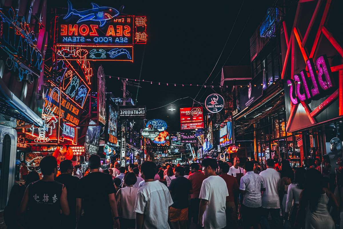 human people gathering in Time Square, New York person