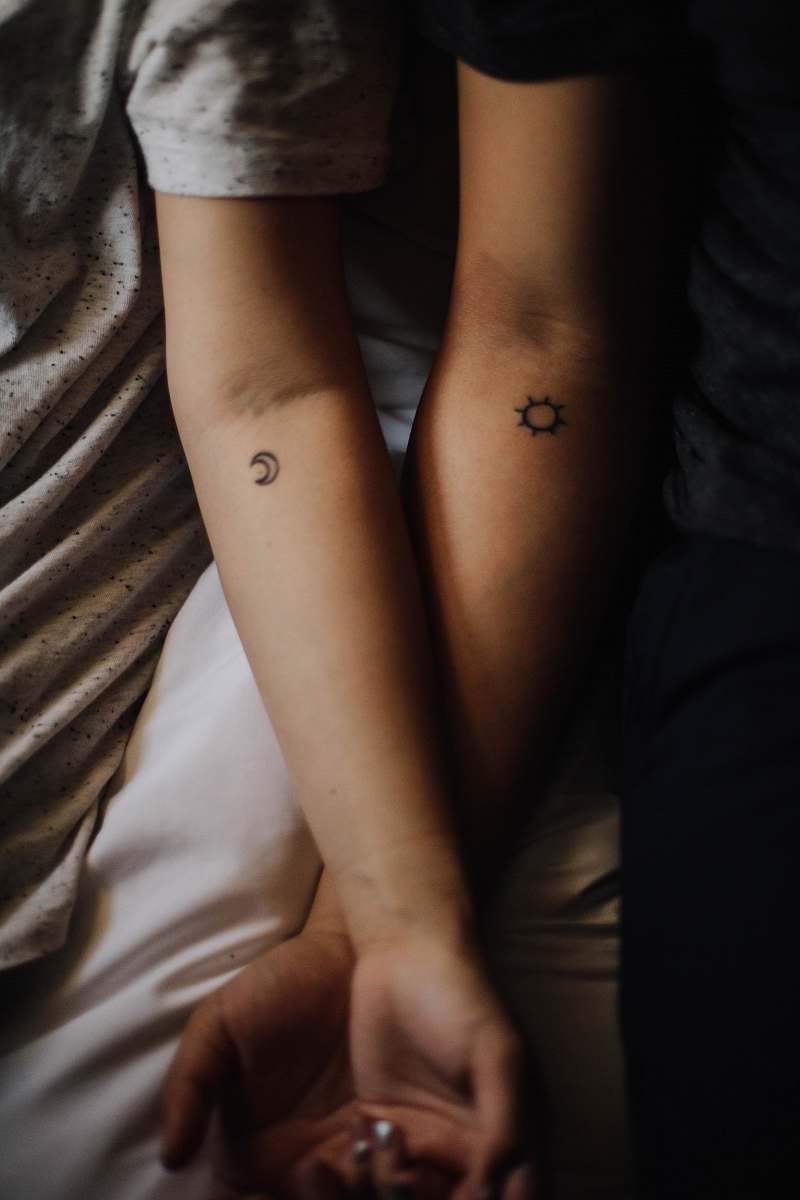 person two persons showing their hand tattoos human